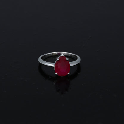 Sterling Silver 925 Red Pear Cut Ring - FKJRNSL11015