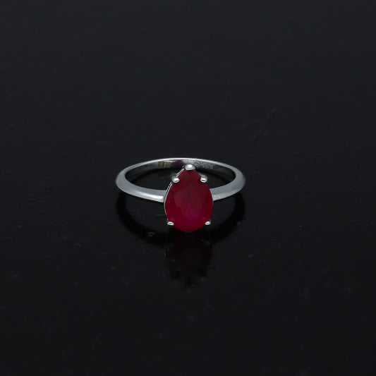 Sterling Silver 925 Red Pear Cut Ring - FKJRNSL11015