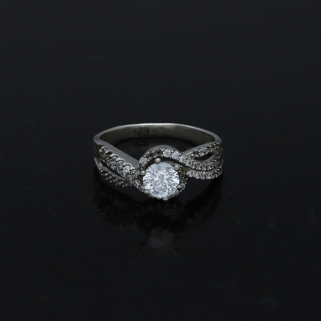 Sterling Silver 925 Round Center Stone Ring - FKJRNSL11017