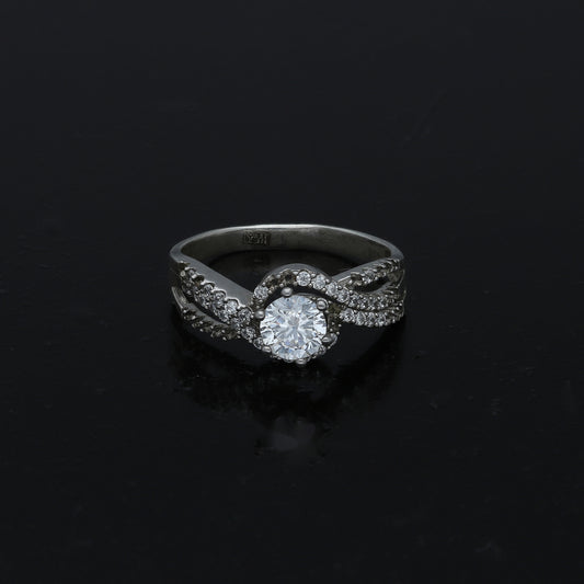 Sterling Silver 925 Round Center Stone Ring - FKJRNSL11017