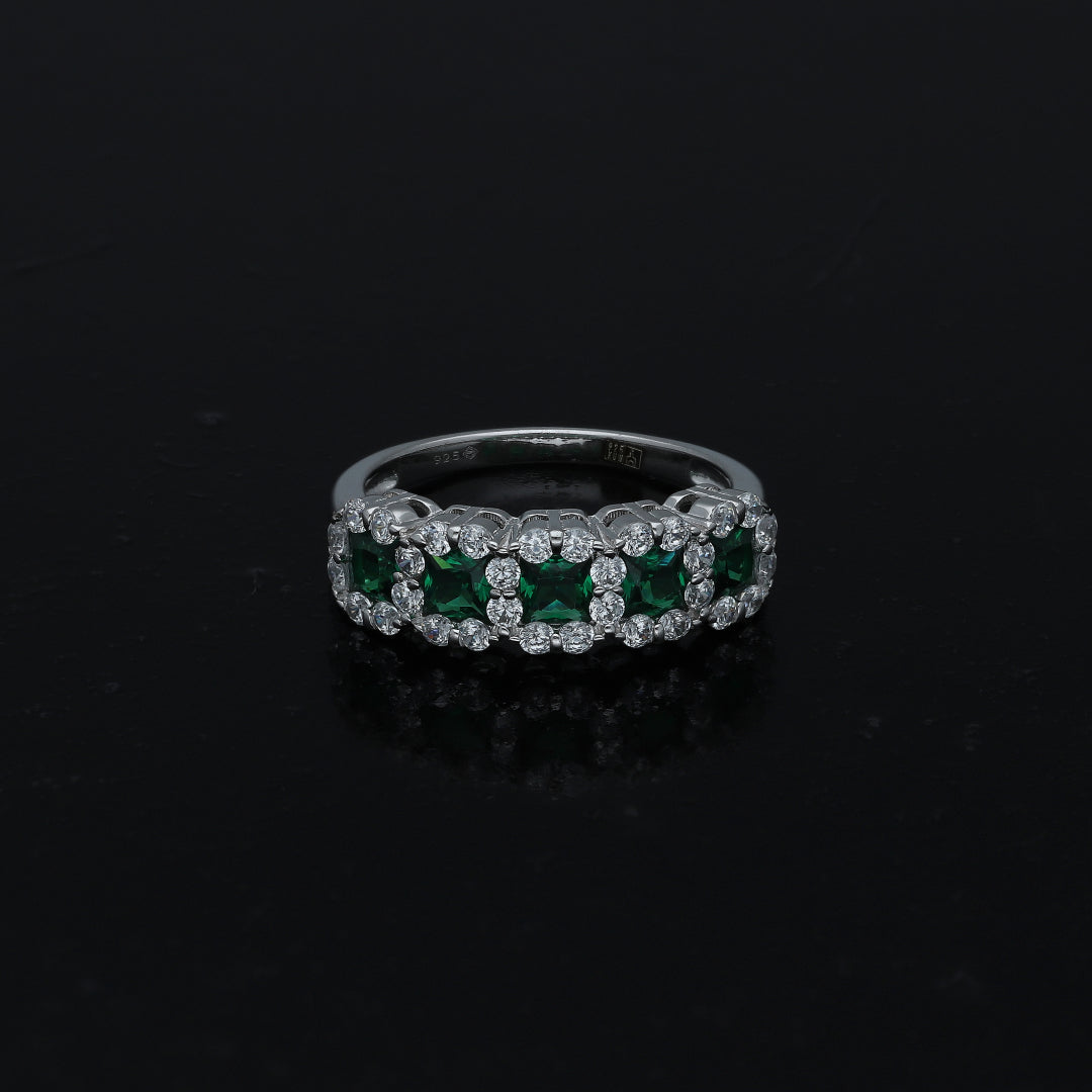 Sterling Silver 925 Green Tone Ring - FKJRNSL11018