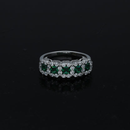 Sterling Silver 925 Green Tone Ring - FKJRNSL11018