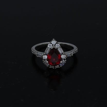 Sterling Silver 925 Pear Accent Ring - FKJRNSL11022