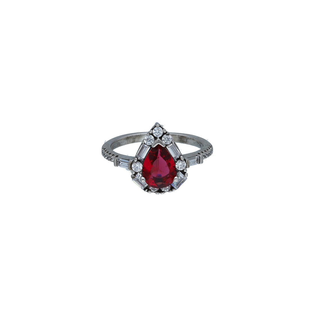 Sterling Silver 925 Pear Accent Ring - FKJRNSL11022
