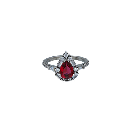 Sterling Silver 925 Pear Accent Ring - FKJRNSL11022