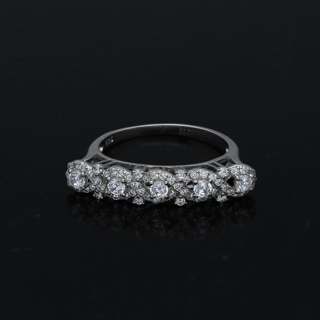 Sterling Silver 925 Cluster Style Ring - FKJRNSL11026