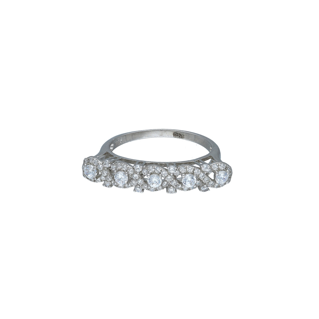 Sterling Silver 925 Cluster Style Ring - FKJRNSL11026