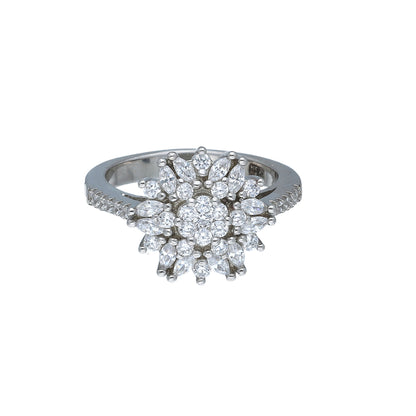 Sterling Silver 925 Flower Pave Ring - FKJRNSL11032