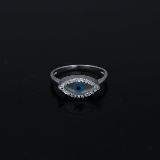 Sterling Silver 925 Evil Eye Crystal Ring - FKJRNSL11033