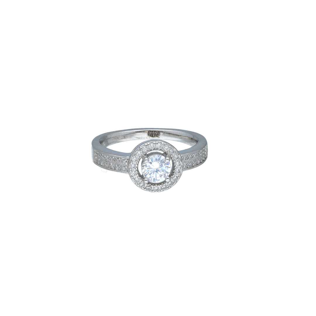 Sterling Silver 925 Classic Halo Ring - FKJRNSL11037