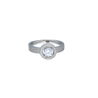 Sterling Silver 925 Classic Halo Ring - FKJRNSL11037
