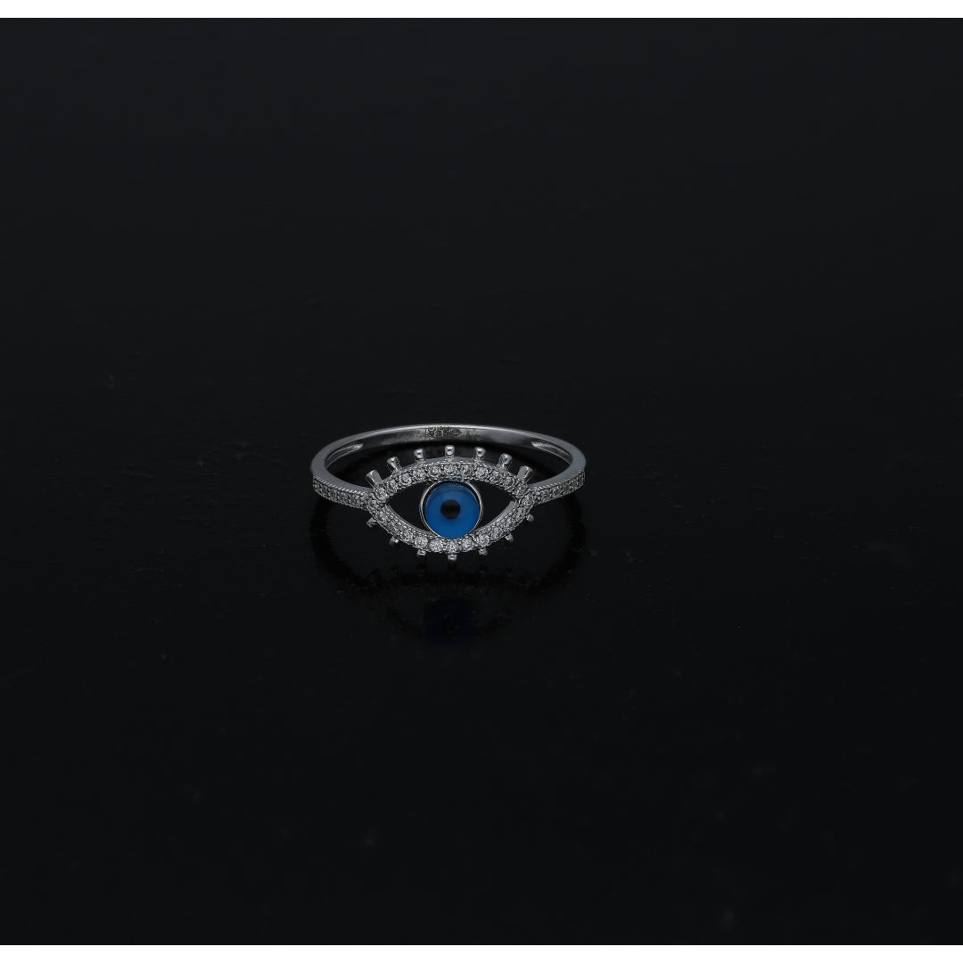 Sterling Silver 925 Sparkle Evil Eye Ring - FKJRNSL11038