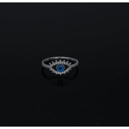 Sterling Silver 925 Sparkle Evil Eye Ring - FKJRNSL11038