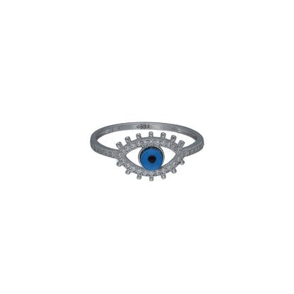 Sterling Silver 925 Sparkle Evil Eye Ring - FKJRNSL11038