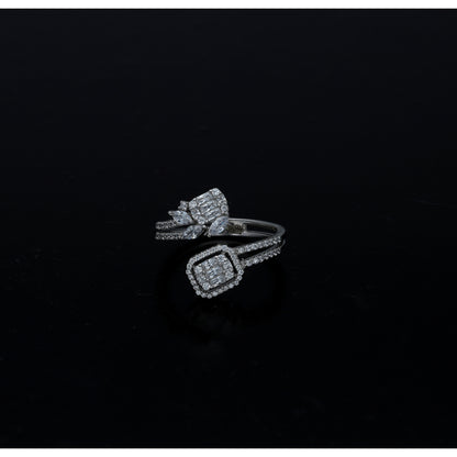 Sterling Silver 925 Crystal Open Ring - FKJRNSL11040