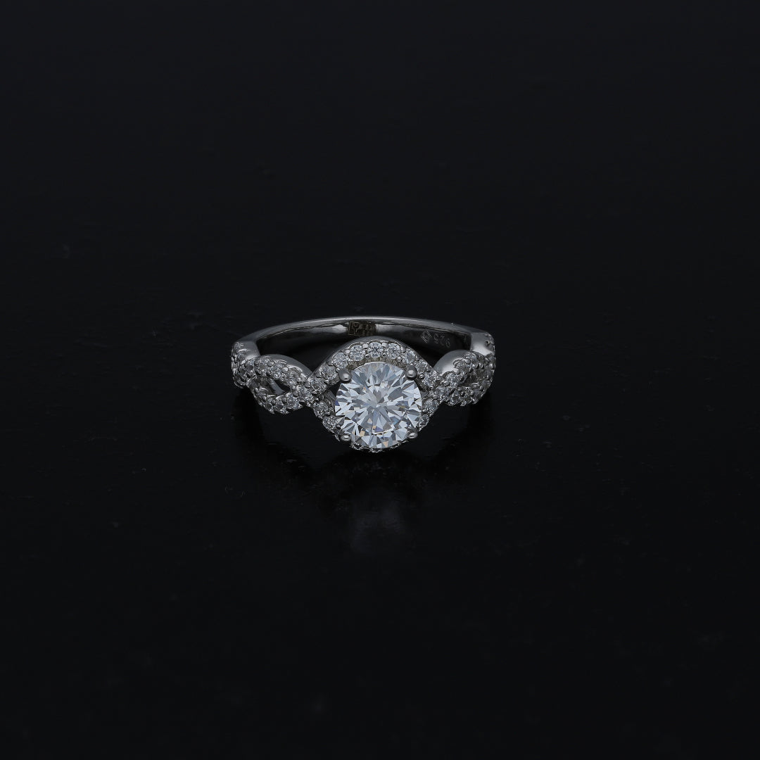 Sterling Silver 925 Round Cut Twist Ring - FKJRNSL11042