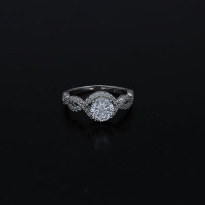 Sterling Silver 925 Round Cut Twist Ring - FKJRNSL11042