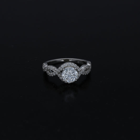 Sterling Silver 925 Round Cut Twist Ring - FKJRNSL11042