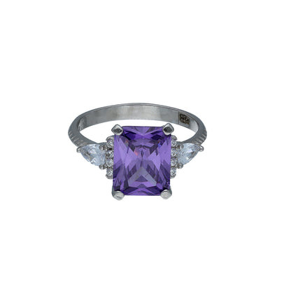 Sterling Silver 925 Purple Center Ring - FKJRNSL11043