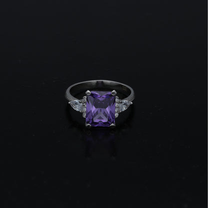 Sterling Silver 925 Purple Center Ring - FKJRNSL11043