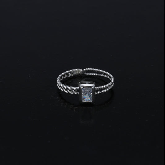 Sterling Silver 925 Rectangular Cut Ring - FKJRNSL11049