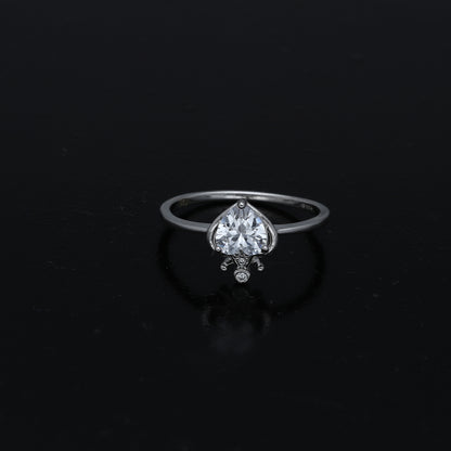 Sterling Silver 925 Crowned Heart Ring - FKJRNSL11051