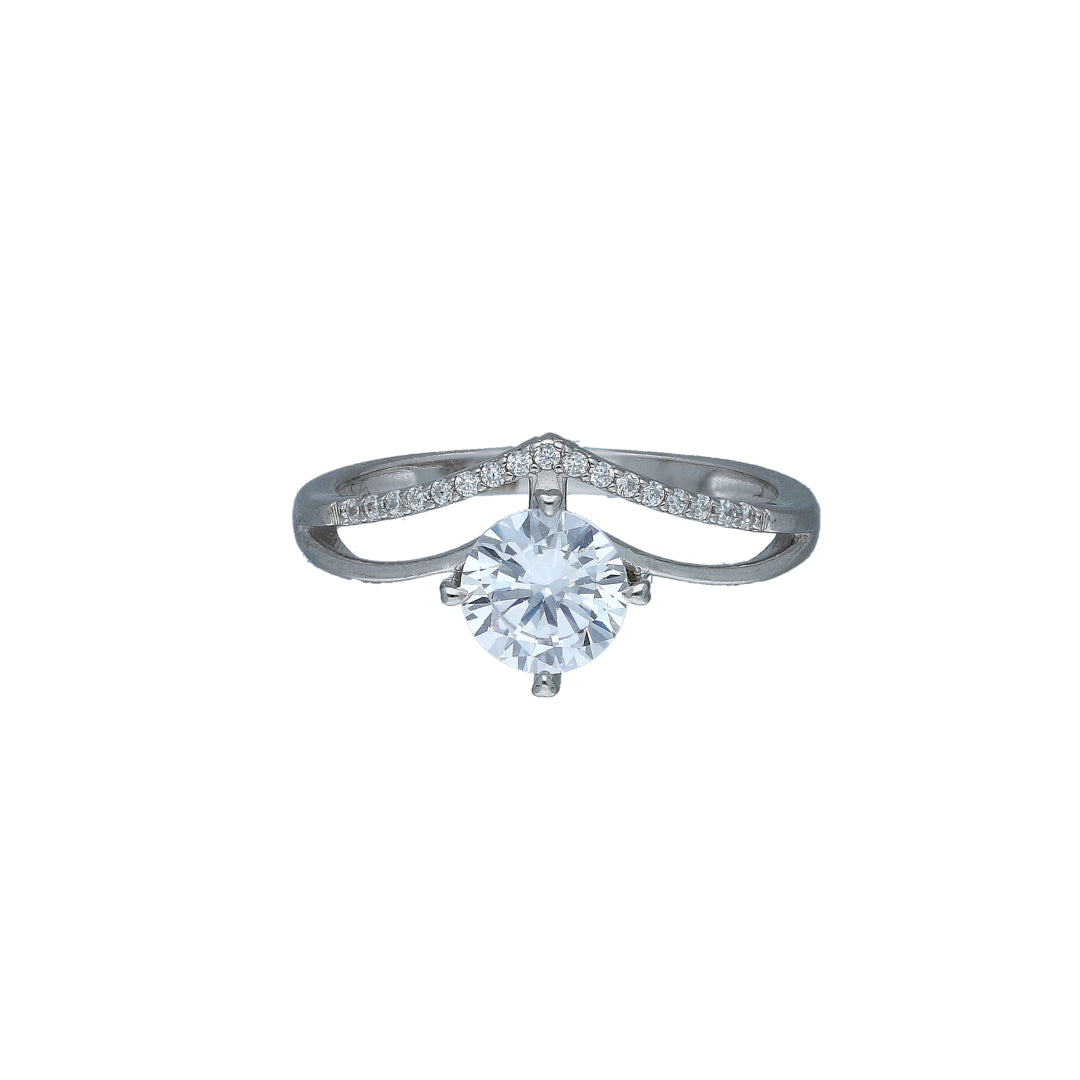 Sterling Silver 925 Round Solitaire Ring - FKJRNSL11054