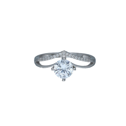 Sterling Silver 925 Round Solitaire Ring - FKJRNSL11054