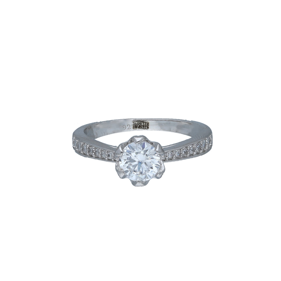 Sterling Silver 925 Classic Solitaire Ring - FKJRNSL11056
