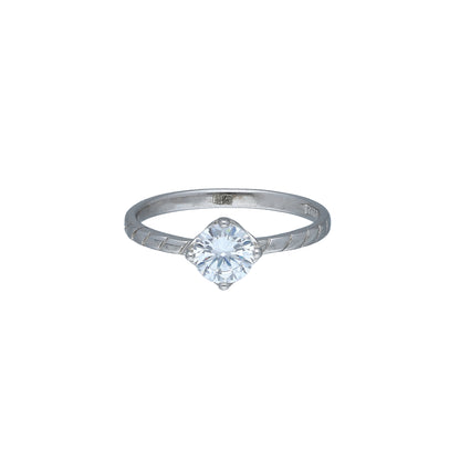Sterling Silver 925 Engraved Solitaire Ring - FKJRNSL11058