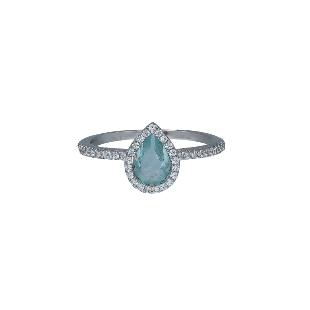 Sterling Silver 925 Pear Solitaire Ring - FKJRNSL11059