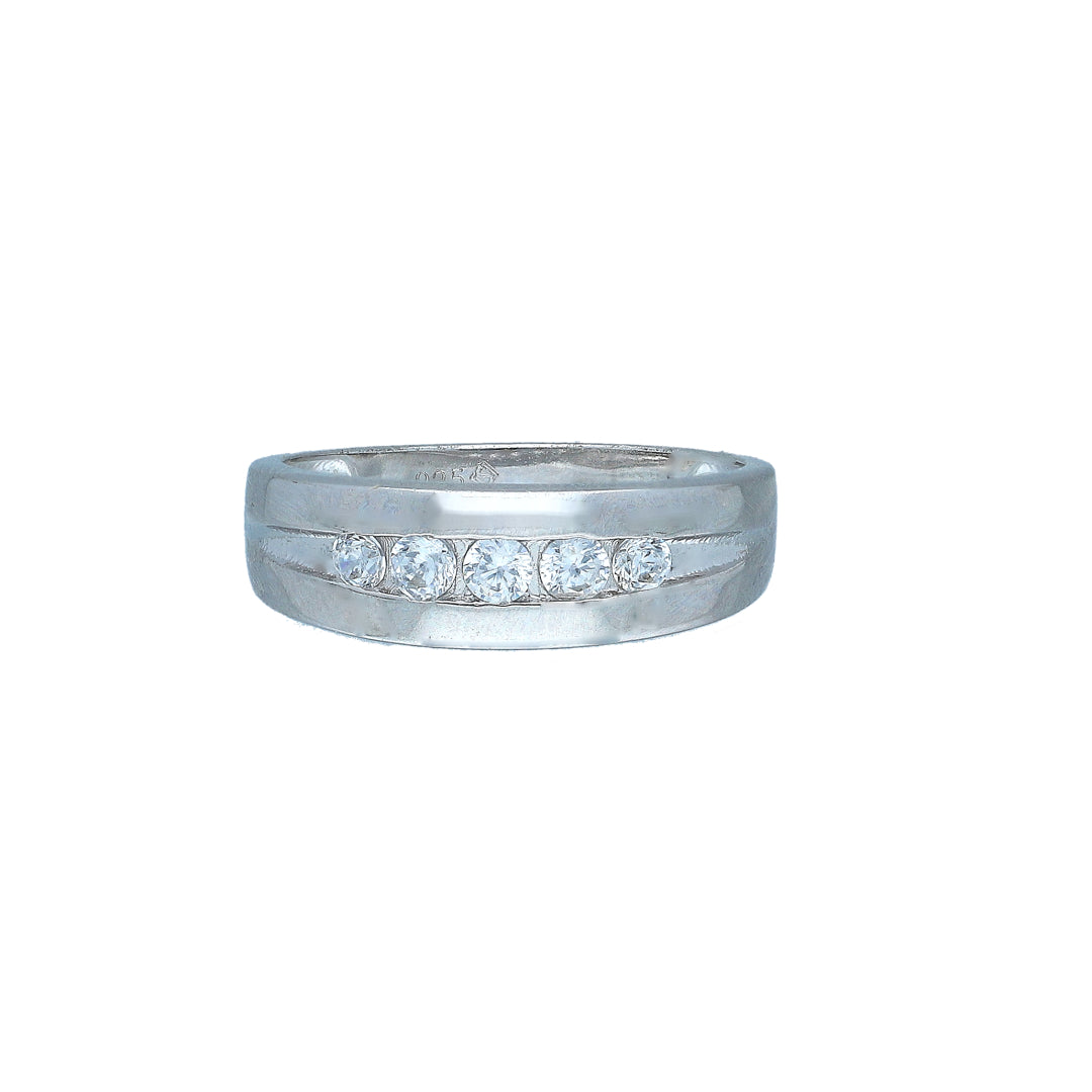 Sterling Silver 925 Channel Band Ring - FKJRNSL11077