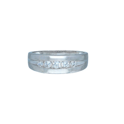 Sterling Silver 925 Channel Band Ring - FKJRNSL11077