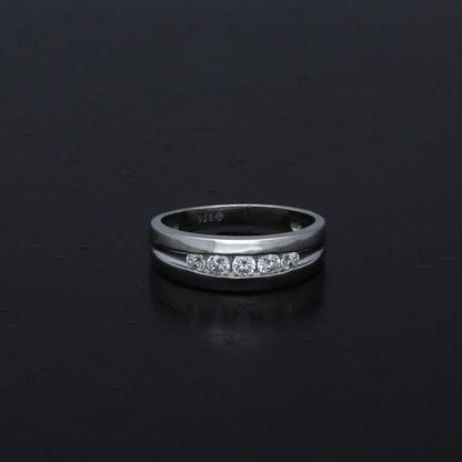 Sterling Silver 925 Channel Band Ring - FKJRNSL11077