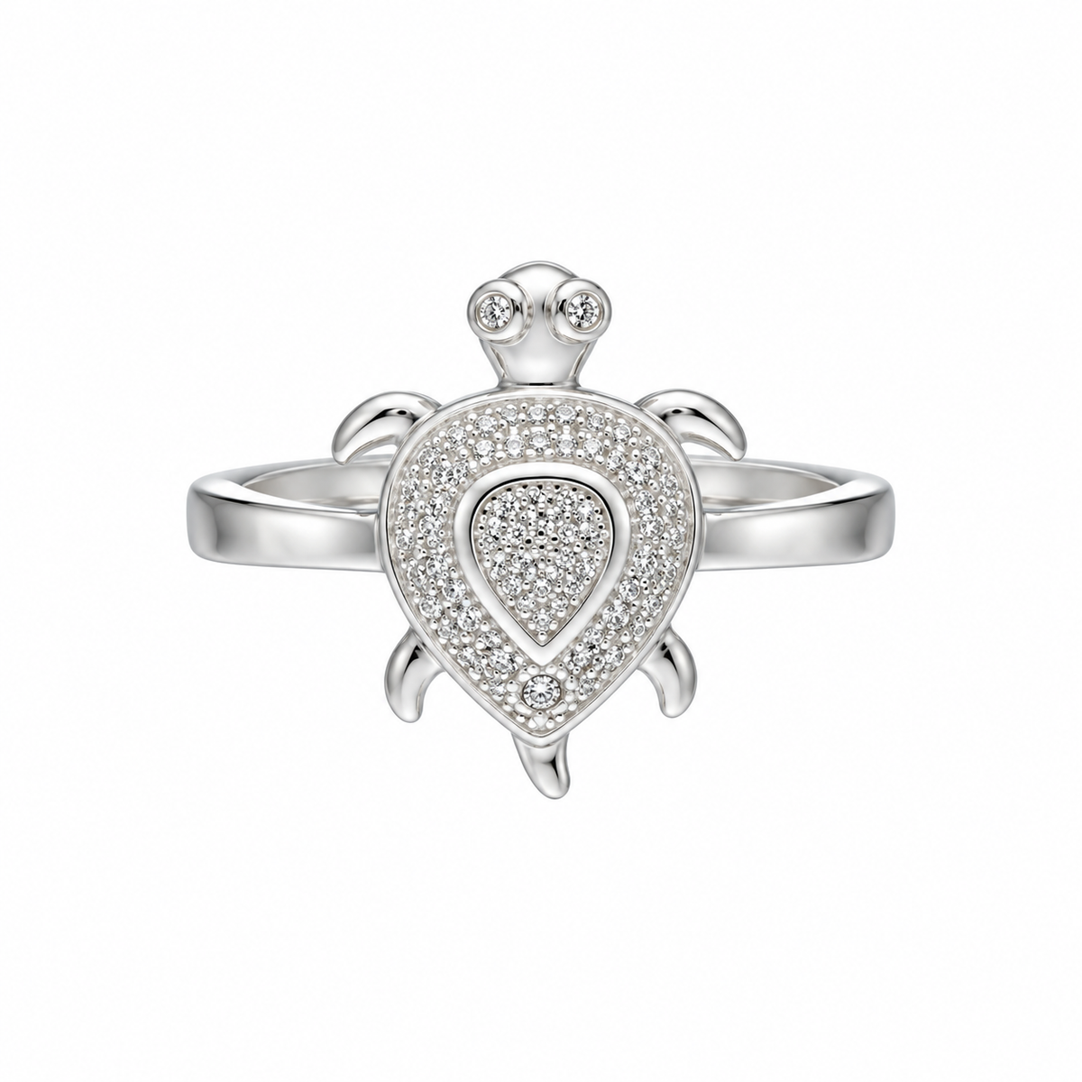 Sterling Silver 925 Sparkling Sea Turtle Ring in Silver Finish Ring - FKJRNSLM12296