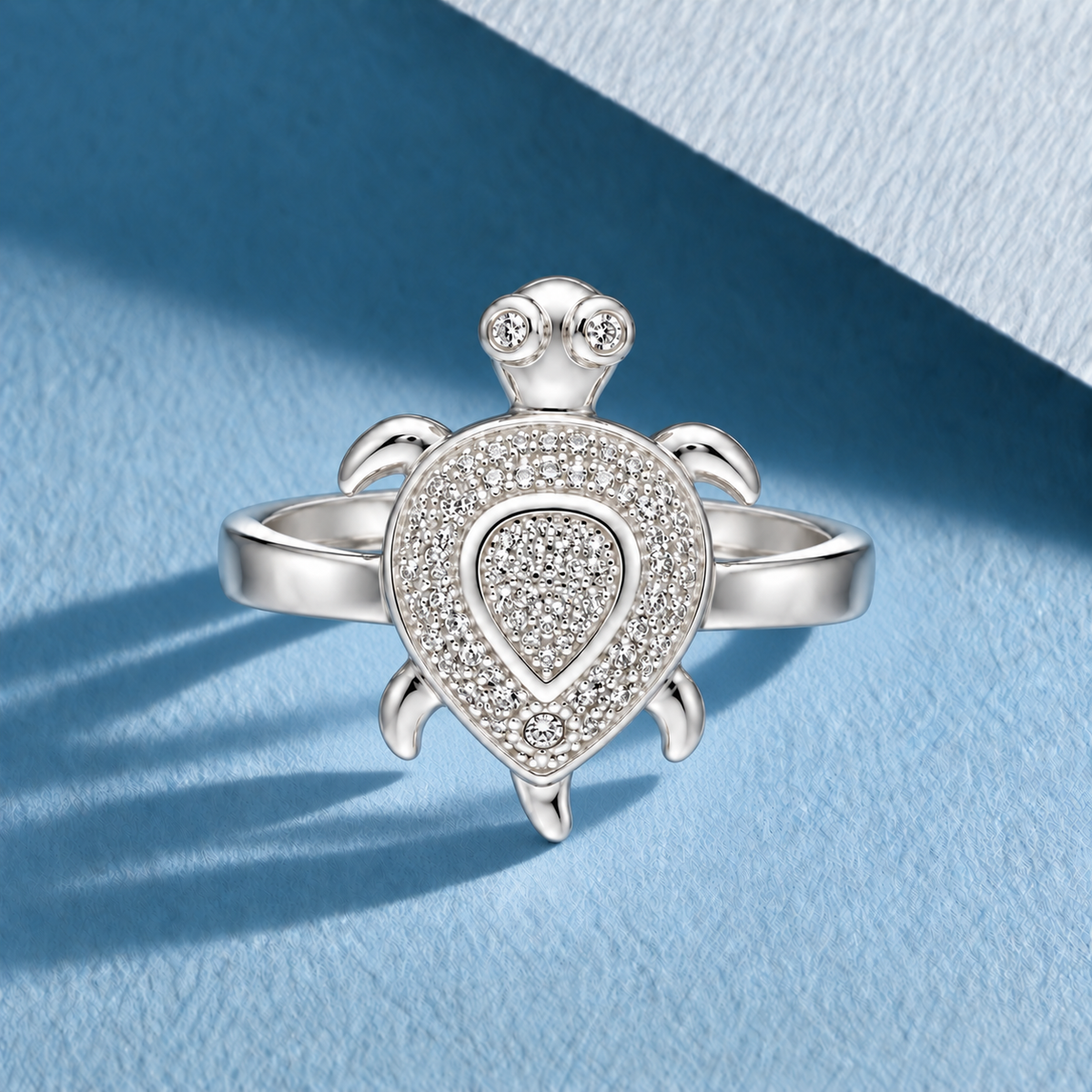 Sterling Silver 925 Sparkling Sea Turtle Ring in Silver Finish Ring - FKJRNSLM12296