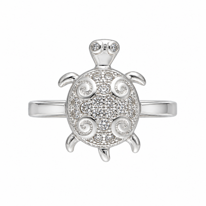 Sterling Silver 925 Sea Turtle Ring with Spiral Shell Design Ring - FKJRNSLM12298