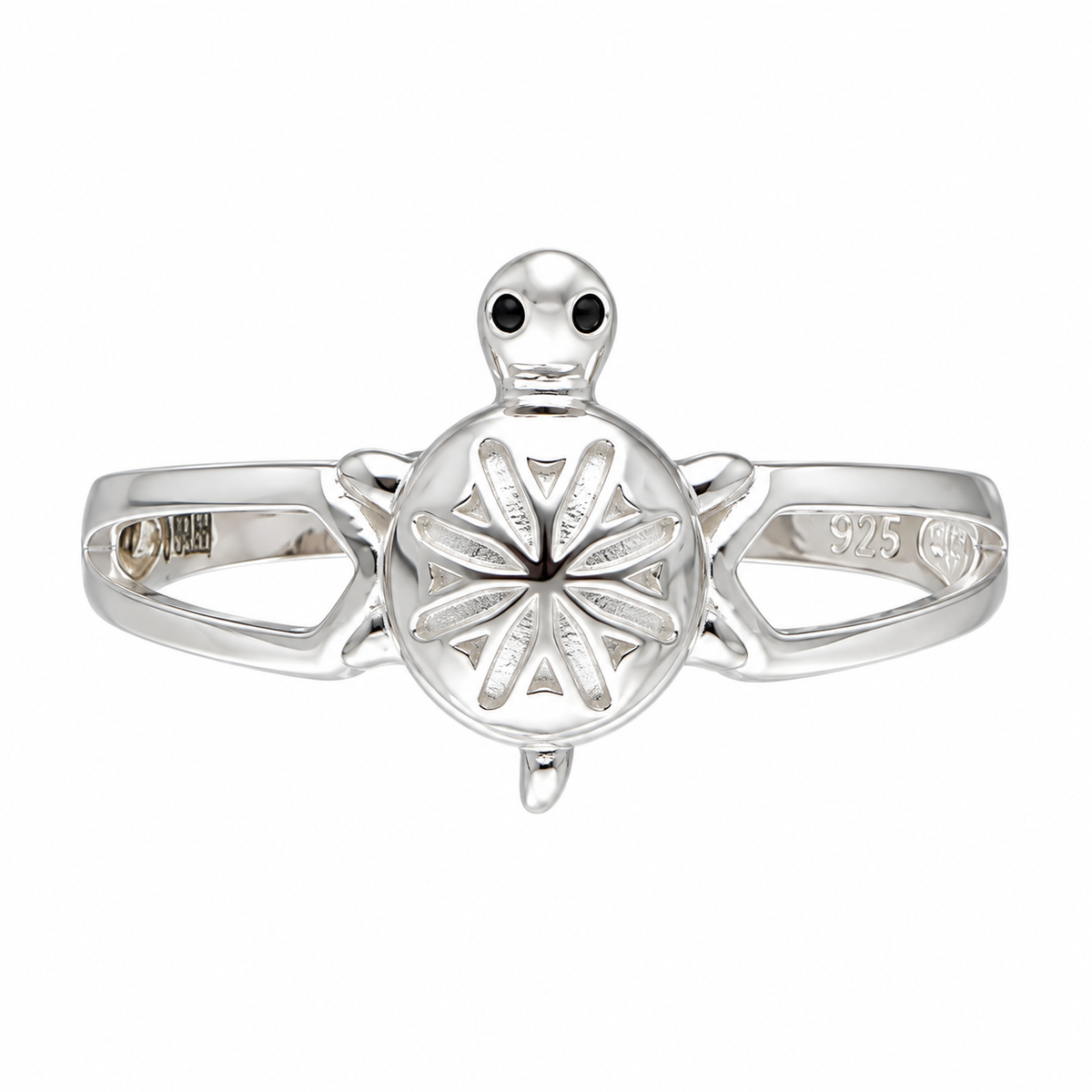Sterling Silver 925 Sea Turtle Ring with Geometric Star Shell Design Ring - FKJRNSLM12299