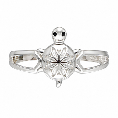 Sterling Silver 925 Sea Turtle Ring with Geometric Star Shell Design Ring - FKJRNSLM12299