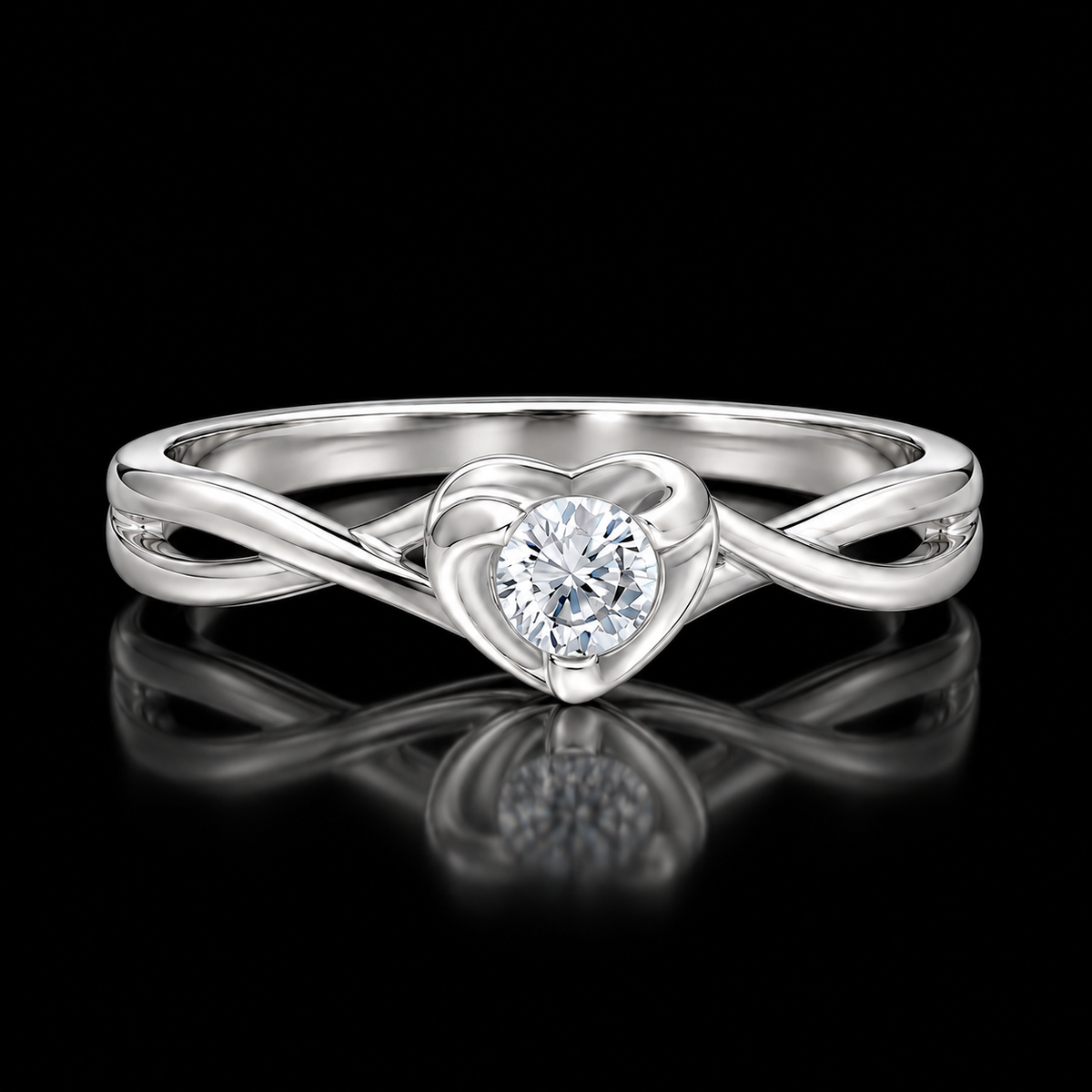Sterling Silver 925 Heart Shaped Ring - FKJRNSLM12300
