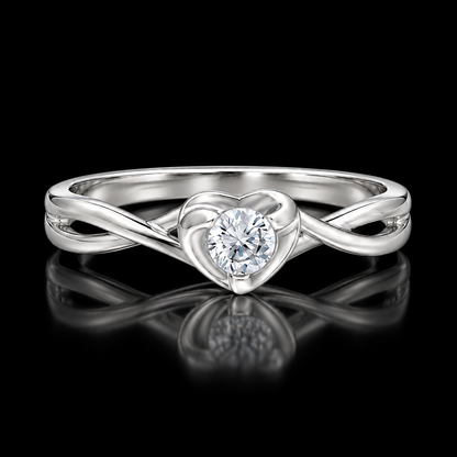 Sterling Silver 925 Heart Shaped Ring - FKJRNSLM12300
