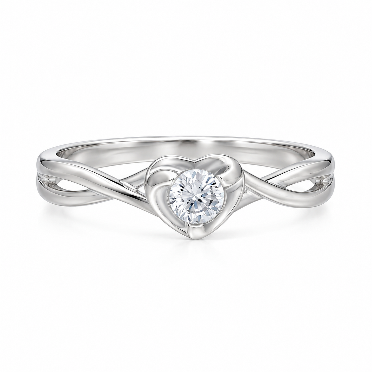 Sterling Silver 925 Heart Shaped Ring - FKJRNSLM12300