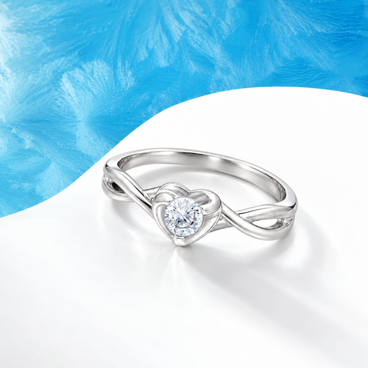 Sterling Silver 925 Heart Shaped Ring - FKJRNSLM12300