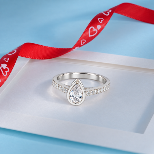 Sterling Silver 925 Teardrop Shaped Ring - FKJRNSLM12301