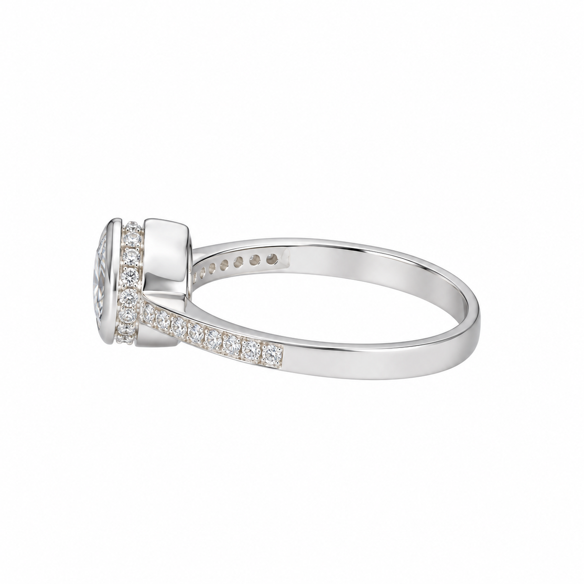 Sterling Silver 925 Teardrop Shaped Ring - FKJRNSLM12301