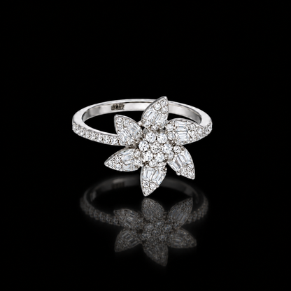 Sterling Silver 925 Blooming Floral Ring - FKJRNSLM12306