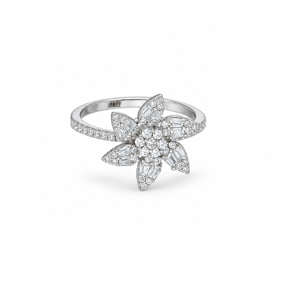 Sterling Silver 925 Blooming Floral Ring - FKJRNSLM12306