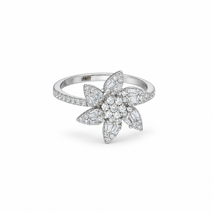 Sterling Silver 925 Blooming Floral Ring - FKJRNSLM12306