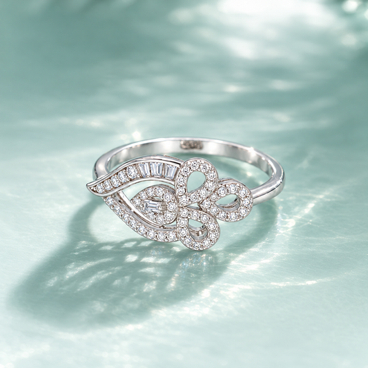 Sterling Silver 925 Elegant Leaf & Swirl Ring - FKJRNSLM12309