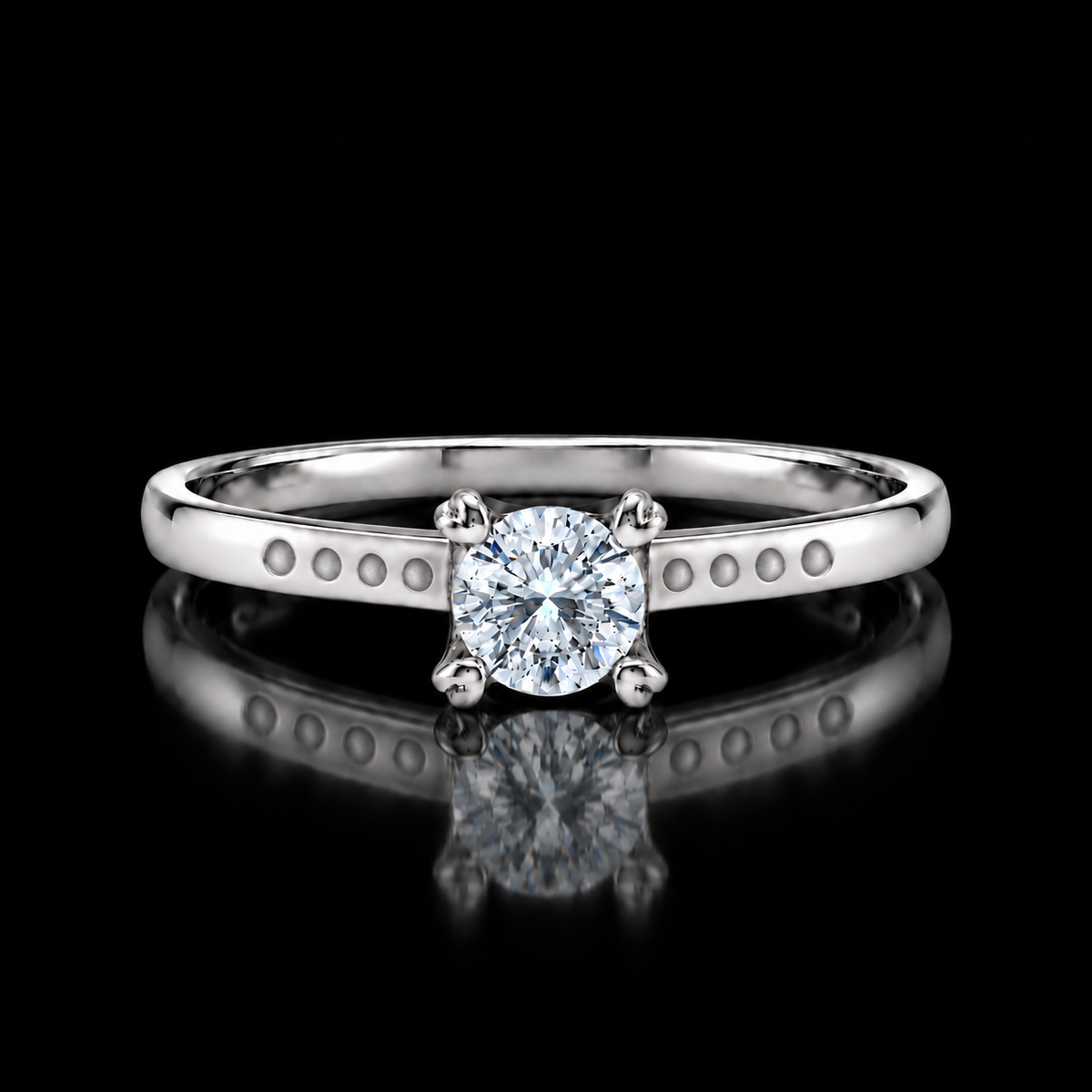 Sterling Silver 925 Classic Round Cut Solitaire Ring - FKJRNSLM12311